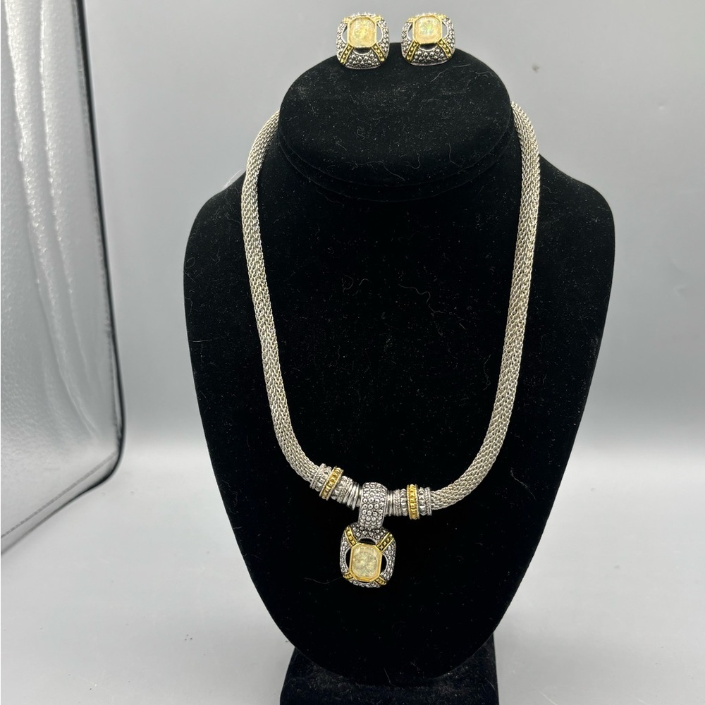 Silver and Gold Plated Mesh necklace set